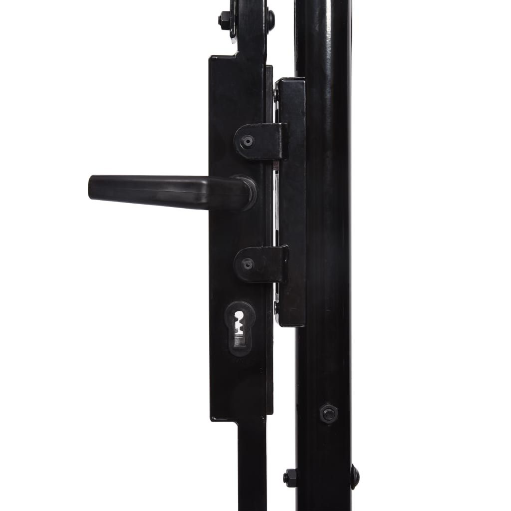 Garden Fence Gate with Arched Top Steel 2.25x5 m Black